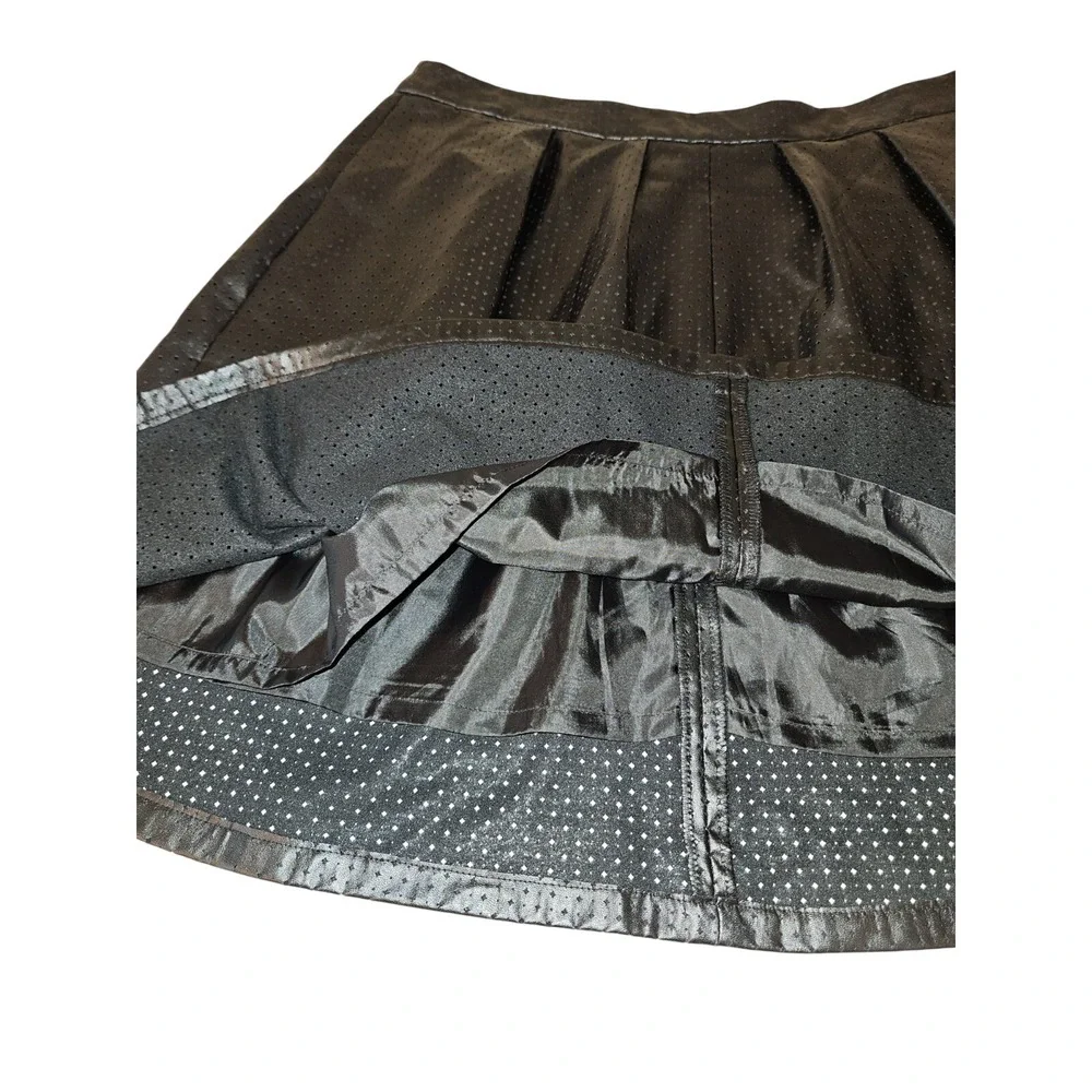 Worthington Faux Leather Lined Skirt A-Line Swing Pleated Black Size 14